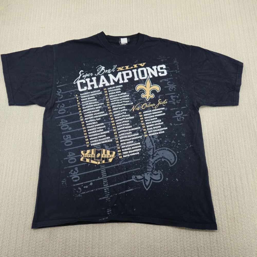 Reebok New Orleans Saints Shirt Extra Large Super Bowl XLIV Champions Roster